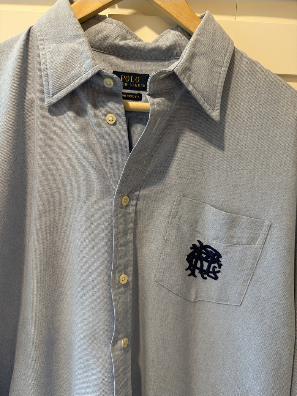 Polo by Ralph Lauren Light Blue Oxford Shirt with Navy Chest Monogram